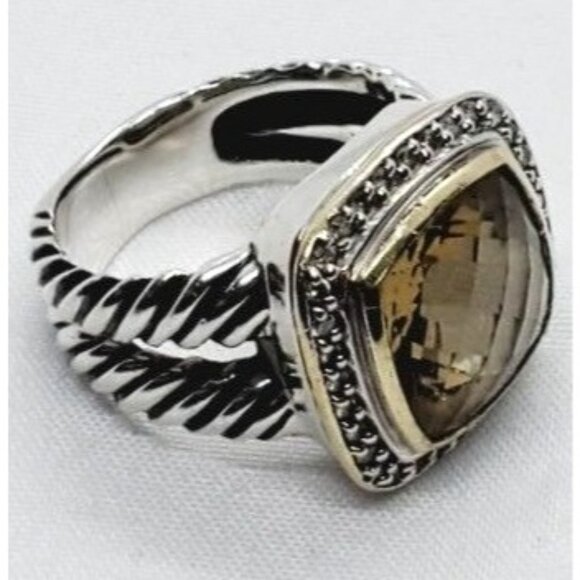 David Yurman Albion Citrine 18K Silver Diamond Ring - Picture 6 of 11